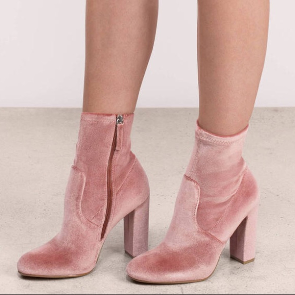 Rose Gold Velvet Steve Madden Booties